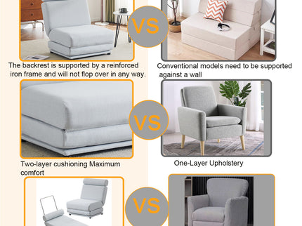 Foldable Single Chair Sofa Bed With Pillow, Easy To Store, Breathable And Wearable