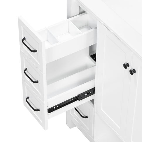 Bathroom Vanity With Sink Top, Bathroom Vanity Cabinet With 2 Doors And 2 Drawers, Open Shelf