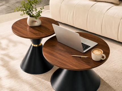 2 Piece Round Coffee Table Set For Living Room