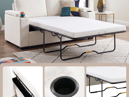 Pull Out Sofa Bed Loveseat With Twin Mattress, Cup Holders And Arm Storage