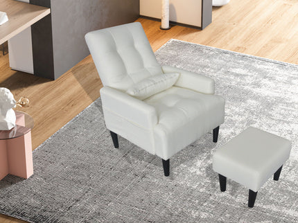 Living Room Sofa Single Chair And Ottoman, Modern Multi-Function Fabric Living Room Sofa Lounge Chair Bed And Stool. Soft Leisure Single Chair Adjustable Into 5 Angles With Sofa Bed