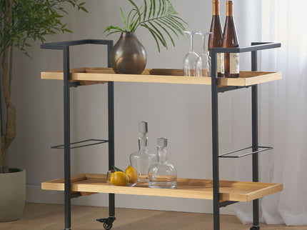 Modern Industrial Bar Cart With Shelving And Casters