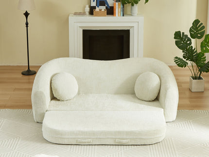 Curved Convertible Sofa, 2 In 1 Frameless Folding Sofa Bed With Pull Out Base And Deep Seat