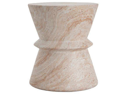 Outdoor / Indoor Lightweight Concrete Side Table With Travertine - Beige