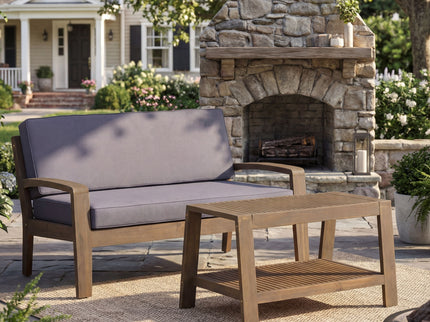 2 Piece Outdoor Conversation Set (Loveseat & Coffee Table With Water-Resistant Cushions)