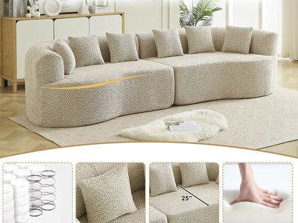Curved Sectional Sofa With 6 Pillows