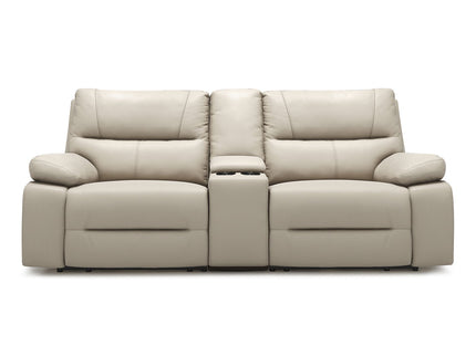 Malibu - Modern Power Motion 3 Piece Reclining Loveseat Sofa With Cup Holders - Cream Taupe Beige
