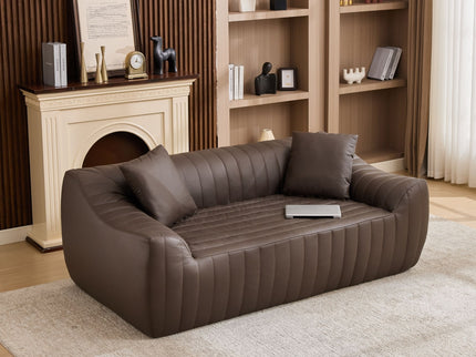 Oversized 2 Seater Loveseat With 2 Decor Throw Pillows, Deep Seat Sofa For Living Rooms