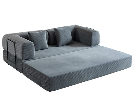 Convertible Sleeper Sofa Bed With Cylindrical Pillow, With Fixed Shape Frame