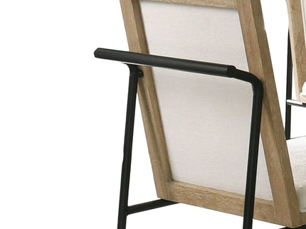 Bowen - Round Dining Table With Cream Color Upholstered Chairs (Set of 5) - Oak Finish