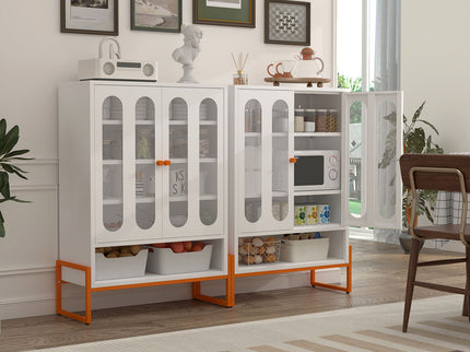 Modern Metal Shoe Cabinet With DoublebSided Doors And Adjustable Partitions