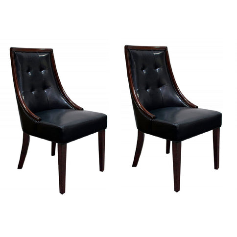 Clair - Tufted Dining Room Side Chair (Set of 2) - Dark Coffee / Black