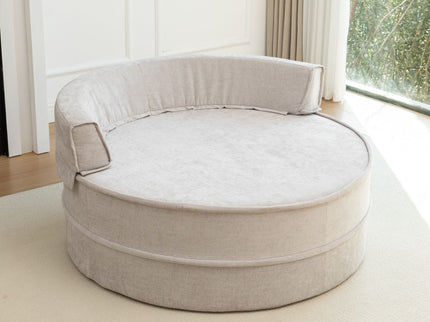 Modern Oversized Round Barrel Accent Chair With Ottoman