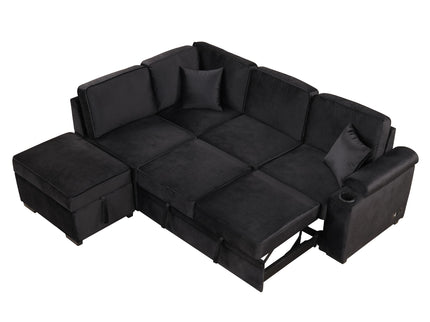 Sleeper Sofa Bed, 2 In 1 Pull Out Sofa Bed L Shape Couch With Storage Ottoman For Living Room, Bedroom Couch And Small Apartment