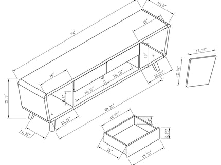 2 Door TV Console With Storage - Walnut