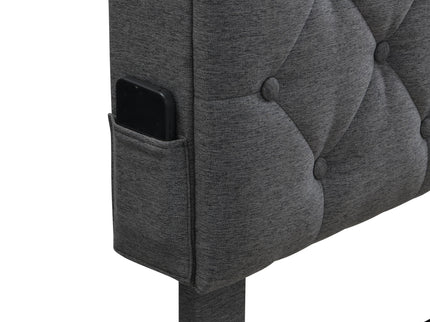 Modern Upholstered Platform Bed Frame With Button Tufted Headboard And USB Ports