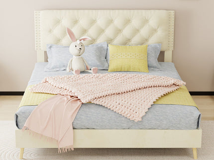 Upholstered Bed With Tufted Headboard
