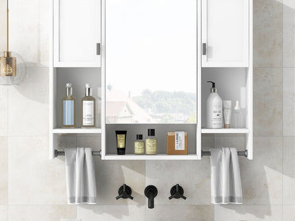 Wall Mounted Bathroom Storage Cabinet With Mirror, Medicine Cabinet With Towel Bar