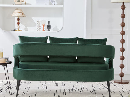 Open Back Loveseat Settee With 3 Pillows