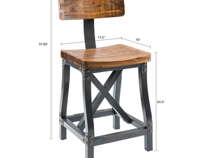 Industrial Counter Stool With Back Removable Solid Acacia - Amber
