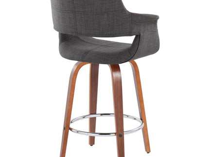 Vintage Flair - Mid-Century Modern Fixed Height Counter Stool With Swivel With Round Footrest (Set of 2)