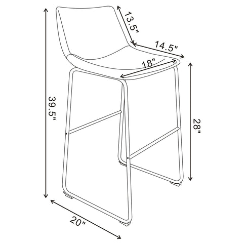 Armless Bar Stool (Set of 2) - Brown