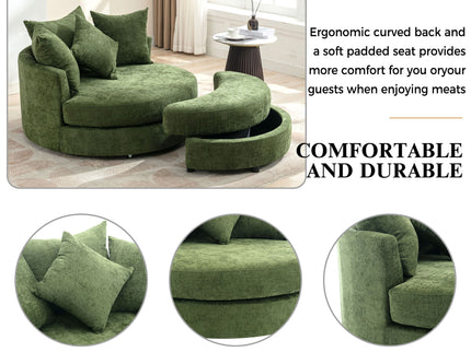 360° Swivel Accent Barrel Chair With Storage Ottoman & 4 Pillows, Modern Leisure Chair Round Accent For Living Room