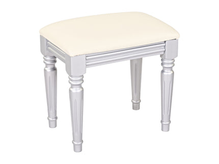 Luxury Vanity Desk With Round Mirror Height Adjustable Dressing Table Set Engineered Wood - Silver