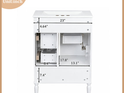 Modern Bathroom Vanity With Sink, Soft Close Doors, 3 Drawers