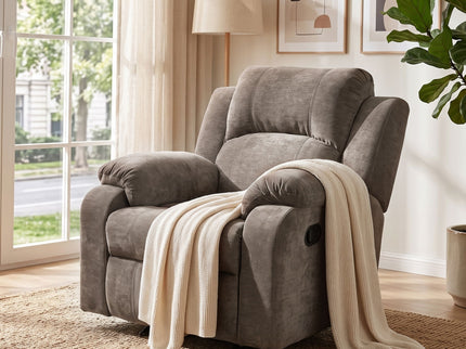 Upholstered Manual Recliner Chair With 3 Adjustable Backrest Positions