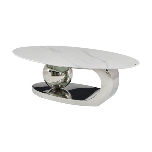 Oval Coffee Table With Geometric Precision