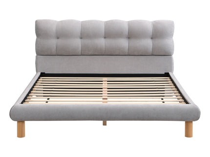 Upholstered Platform Bed Frame With Cookie Shaped Headboard