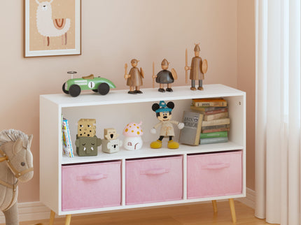Bookcase With Collapsible Drawers, Book Display Organizer