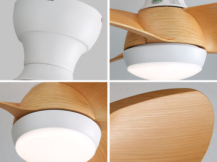 23" Bedroom Ceiling Fan With 3 Color Dimmable 3 ABS Blades Remote Control Dc Motor With 18W Led Light