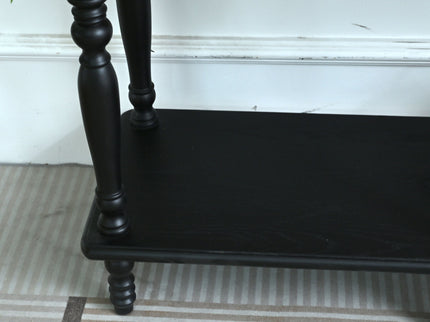 Accent Carved Console Table With Open Shelf And 2 Drawers For Living Room - Black