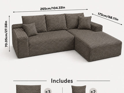 Modern L-Shaped Sectional Sofa With Left Facing Chaise