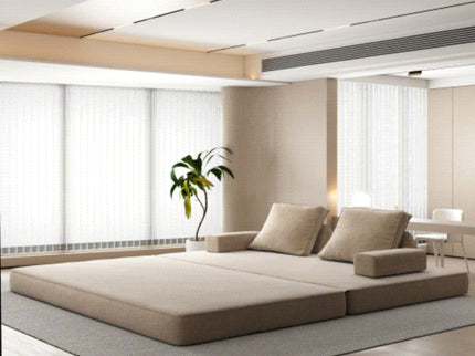 Multifunctional Convertible Sofa Bed With 2 Tumbler Backrests And 2 Pillows, Deep Seat Couch