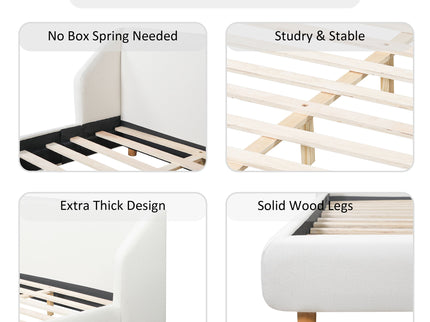 Modern Upholstered Bed Frame With Wingback Headboard