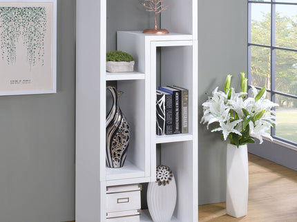 Convertable L-Shaped Bookcase With Open Shelves - White