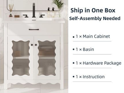 Modern Bathroom Vanity With Tempered Glass Doors