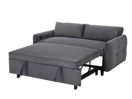 Pull-Out 2 Seat Modern Sleeper Sofa With 2 Throw Pillows And USB Ports