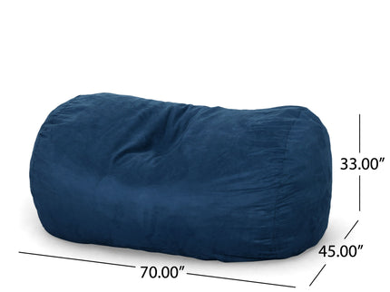 Marlin - 6.5 Foot Cylindrical Bean Bag With Removable Suede Cover - Midnight Blue