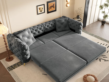 3 In 1 Convertible Sleeper, Deep Seat Pull Out Sofa Bed, Button Tufted