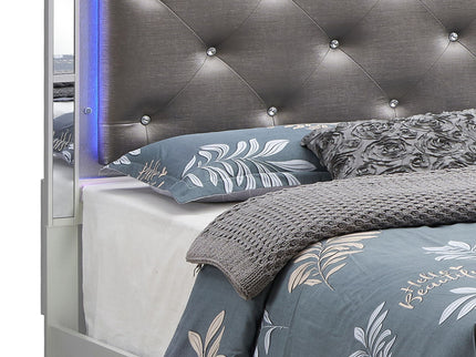 Bed With LED Light Accents Headboard