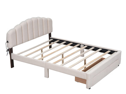 Upholstered Platform Bed With Drawer