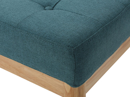Vibratory - Button Tufted Upholstered Ottoman With Splayed Wooden Legs - Teal / Natural