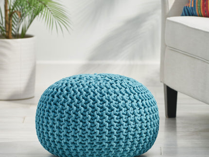 Moro - Knitted Round Pouf With Pumpkin Shape