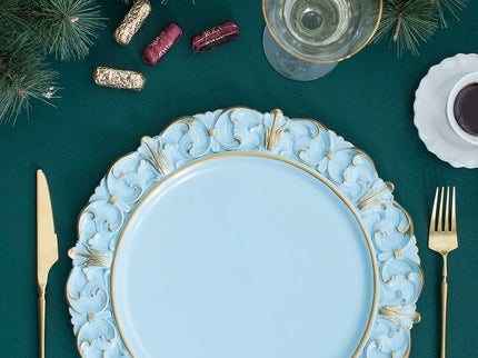 Plastic Charger Plate (Set of 6) - Blue / Gold