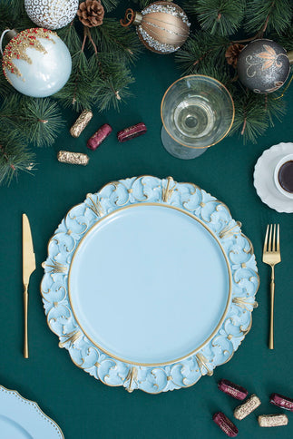Plastic Charger Plate (Set of 6) - Blue / Gold