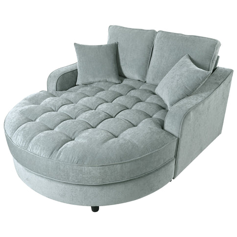 Modern Chaise Lounge Upholstered Sofa Couch With Tufted Seat And Detachable Pillows For Living Room